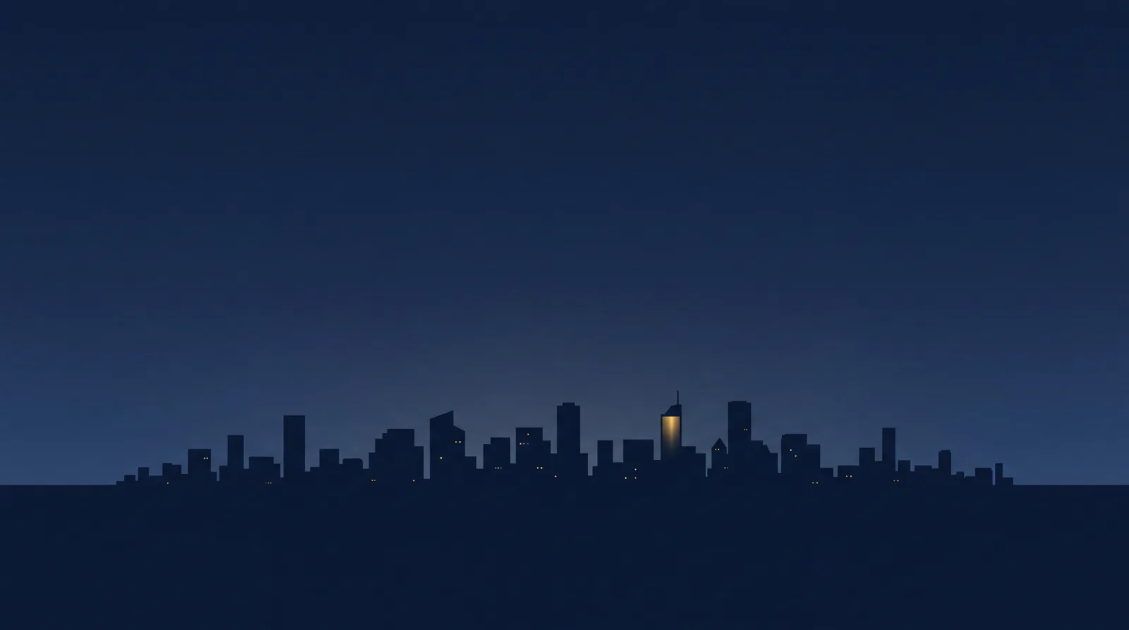 Atmospheric blue-hour skyline silhouette divider